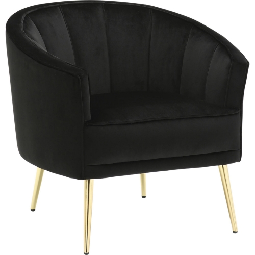 Tania Accent Chair in Black Velvet & Gold Metal